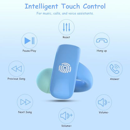 BANIGIPA Kids True Wireless Earbuds, Open Ear Headphones for Boy Girl Teen - color: Blue