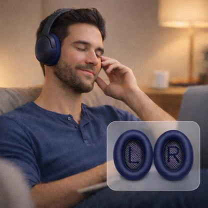 Replacement Ear Pads for Bose QC35 and QC35 II | Soft Protein Leather Ear Cushions with Noise Isolation, Memory Foam, Extra Durability - color: Midnight Blue