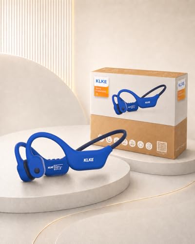 Bone Conduction Headphones for Running with mic and Rear Safety Light | Dual Sound Modes, Adjustable Fit, 10H Playtime, USB-C Charging, Clear Calls, Lightweight Comfort for Gym, Cycling and Hiking. - color: KLKE-Blue