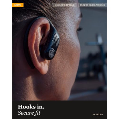 TREBLAB X3-Pro Earbuds Wireless Bluetooth, Earhook IPX5 11H Powerbank - color: White Logo