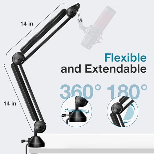InnoGear Mic Stand Desk Cable Management Microphone Boom Arm for Blue Yeti | Hidden Springs, Heavy Hold, Precise Positioning, Easy to Adjust, Metal Construction, Organized Cables, For Blue Yeti