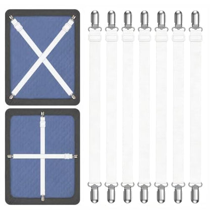 Yoovat Couch Cushion Covers Holder Straps Sofa Couch Covers Sofa Slipcover Holder Clips 10 to 60in(25-160cm) Adjustable Elastic Straps for Sofa Covers Cushion (8 Pcs White) - color: 8 Pcs White
