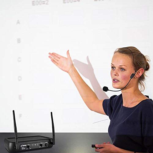 Pyle Dual Channel Wireless Microphone System - VHF Fixed Dual Frequency Wireless Mic Receiver Set with 2 Lavalier, 2 Headset Mics, 2 Transmitter, Receiver - For PA, Karaoke, Dj Party - Pyle PDWM2145