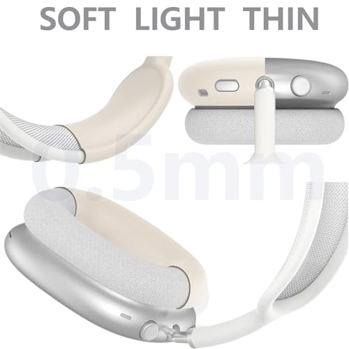 3 in 1 Silicone Cover and Case for Apple Airpods Max 2/ Airpods Max Headphones, AirPods Max Hard Case and Anti-Scratch Ear Pad Case/Ear Cups/Headband Covers Accessories (Starlight case & Cover) - color: Starlight case & cover