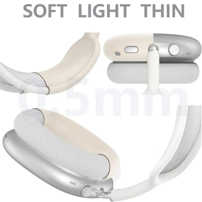 3 in 1 Silicone Cover and Case for Apple Airpods Max 2/ Airpods Max Headphones, AirPods Max Hard Case and Anti-Scratch Ear Pad Case/Ear Cups/Headband Covers Accessories (Starlight case & Cover) - color: Starlight case & cover