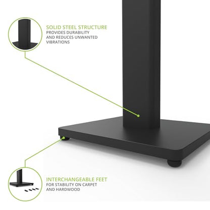 Kanto ST34 34” Universal Floor Speaker Stands for Bookshelf Speakers up to 30 lbs | Improved Sound | Hidden Cable Management | Timeless Design, | Pair | Black Steel w/Black MDF Base - size: 34 Inches- Black