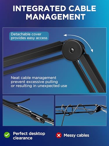 InnoGear Mic Boom Arm Stand with Cable Management & Low Profile Mic Arm for Fifine AM8 K669B Elgato Blue Yeti HyperX QuadCast AT2020 Shure SM58 SM7B and Other Mics, Pack of 2