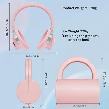 Open-Ear Headphones, 20+ Hour Playtime, Immersive Sound, Wireless Bluetooth Headphones for School, Work, Travel&Daily Use,Pink - color: Pink