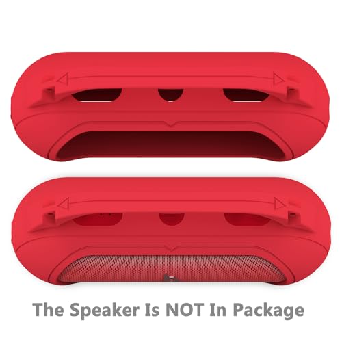 Protective Case for Beats Pill Bluetooth Speaker with Handle | Silicone Cover and Hard Carrying Case for Beats Pill Speaker Accessories with Shoulder Strap (Red) - color: Red