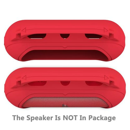 Protective Case for Beats Pill Bluetooth Speaker with Handle | Silicone Cover and Hard Carrying Case for Beats Pill Speaker Accessories with Shoulder Strap (Red) - color: Red