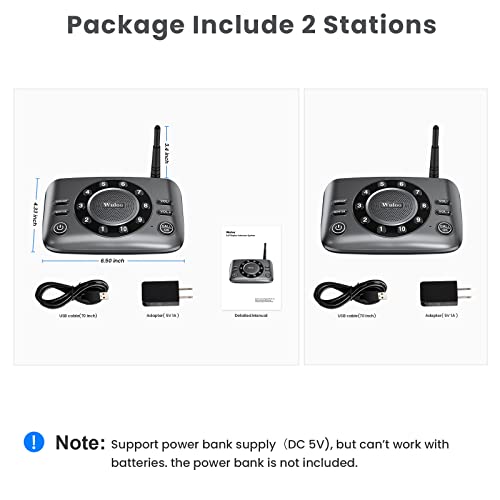 Hands-Free Intercoms Wireless for Home Business, Wuloo Upgrade Two Way Audio Intercom System for Elderly, Full Duplex Room to Room Intercom with 5280 ft Range Clear Sound Anti-Interference, Pack of 2 - color: 2 units set