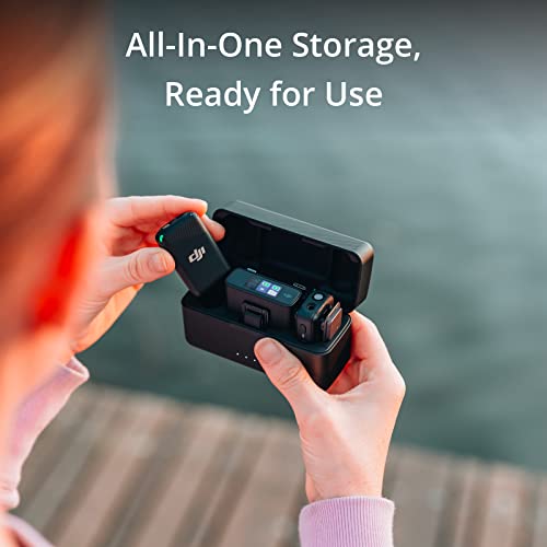 DJI Mic (2 TX + 1 RX + Charging Case), Noise Cancellation, Wireless Lavalier Microphone, 250m (820 ft.) Range, for PC, iPhone, Record Interview, YouTube, Vlogs (Renewed)
