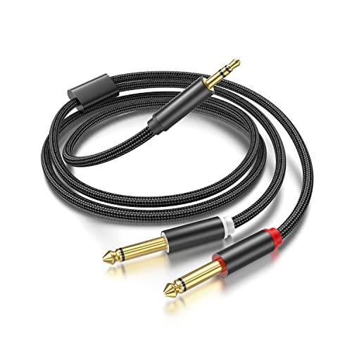 (10FT) 3.5mm TRS to Dual 6.35mm 1/4 TS Mono Breakout Cable Y Splitter Stereo Cord Adapter Compatible with iPhone, iPod, Computer Sound Card, CD Player, Multimedia Speaker, Home Stereo System - color: 10FT