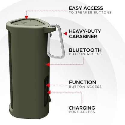 Heavy Duty Protective Carrying Case for Sonos Roam 2 | Green | Compatible with Sonos Roam, Roam 2 & Roam SL | Includes Bluetooth Button | Protect Your Wireless Speaker | Cover / Sleeve - color: Green