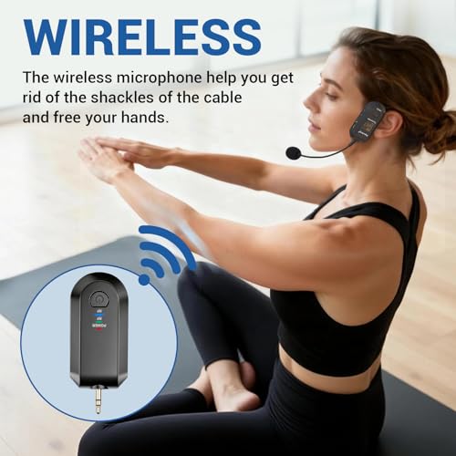 Depusheng 2.4G Wireless Microphone Headset,Lavalier and Handheld Mic 160ft Range,with 1/8''&1/4'' Plug for PA System,Voice Amplifier (1 Headset Microphone) - size: 1 Headset microphone