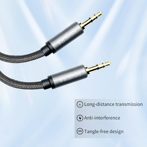 RIVIERA 20FT/6.0M Audio Cable 3.5mm 1/8" TRS to 3.5mm 1/8" TRS Braided Sheild Pure Copper Wire and 24K Gold Plated Low Noise Cable with Braided Nylon Jacket for Digital Players & Musical Instruments - color: Dual 1/8 TRS Black, size: 20FT/6.0M