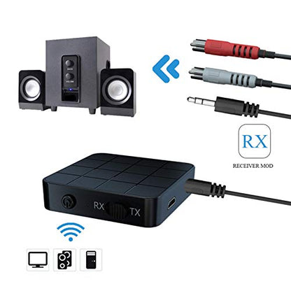 KN321 Wireless Bluetooth 5.0 Audio Transmitter Receiver, 2 in 1, TV Computer Adapter, Audio Transmitter and Receiver one Key Switch, high Compatibility