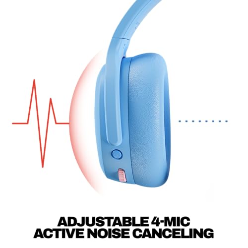 Skullcandy Crusher ANC 2 Noise Cancelling Wireless Headphones - Preppy Blue | Multi-Sensory Crusher Bass, Over-Ear Fit, Bluetooth, 60 Hours Battery, Working Out, Gym, Travel, Studying, Music, Gaming - color: Preppy Blue