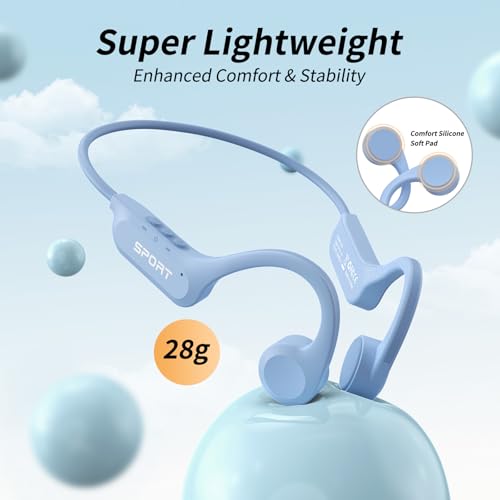 CXK Bone Conduction Headphones Bluetooth 5.4, Open Ear Headphones 10H Playtime Sports Earphones with Mic, IPX6 Waterproof Wireless Headphones for Running - color: Blue