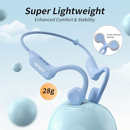CXK Bone Conduction Headphones Bluetooth 5.4, Open Ear Headphones 10H Playtime Sports Earphones with Mic, IPX6 Waterproof Wireless Headphones for Running - color: Blue