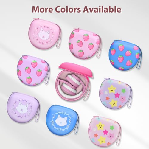 Kids Headphones Case for Tonies/iClever Etc Headphone,Cat Red,Case Only | for iClever BTH12 HS19 BTH20 BTH22 BTH26/Candy Bila/Acer/JBL Junior 320/MIDOLA/JoySpark/ADOOPE Etc Girls Boy Kid Headphone - color: Cat Red