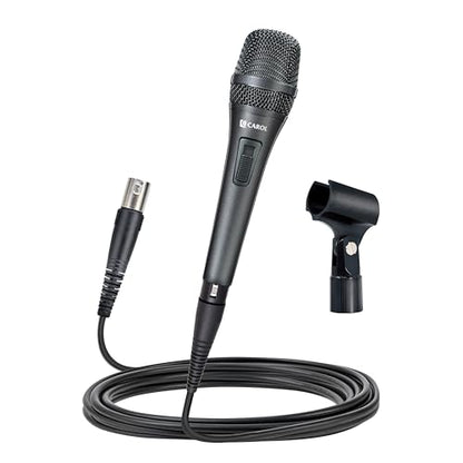 CAROL AC-910S XLR Wired Vocal Microphone, Dynamic Cardioid with Switch | AHNC dual-engine noise canceling tech for singing, studio, and stage. incl. 14.8ft (4.5m) XLR cable, mic clip - style: AC-910S (with Switch)