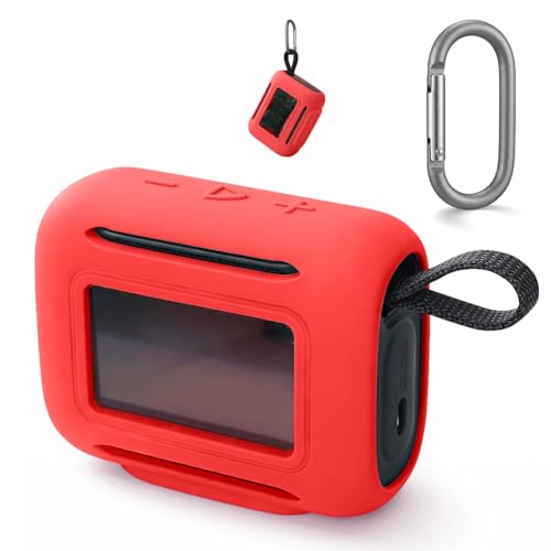 Silicone Cover Case for JBL Go 5 Bluetooth Speaker, Portable Speaker Travel Case Protective Cover Sleeve with Carabiner for JBL Go 5, Dustproof, Shockproof and Scratch-resistant (Red) - color: Red
