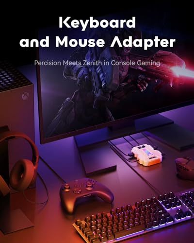Keyboard and Mouse Adapter for Nintendo Switch 2|Switch, PS4|PS3, Xbox Series S|X, Xbox One, Xbox 360, PC Converter, 3.5mm Headset, APP Real-time Adjust: Key Mapping, Dead zones, FPS, TPS, RPG Games