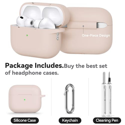 Ljusmicker for AirPods Pro 3 Case 2025 with Cleaner Kit,Milk Tea | Soft Silicone Protective Cover for Apple AirPod Pro 3rd Generation Case with Keychain for Women Men,Shockproof - color: B-Milk Tea