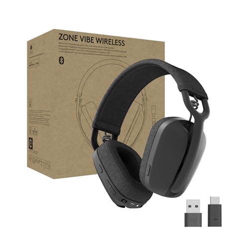 Logitech Zone Vibe Wireless Bluetooth Headphones Noise Canceling Mic | Bluetooth, USB-A, USB-C, for Google Meet, Google Voice, Zoom, Mac/PC - size: One Size, style: UC (with dongle)