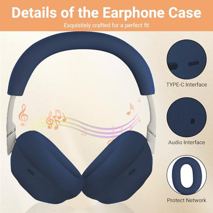 3 in 1 Ear Pads Cover Compatible with Sony WH-1000XM6 Protective Silicone Headphone Case Accessories for Sony WH-1000XM6 Ear Pads - Midnight Blue - color: Midnight Blue