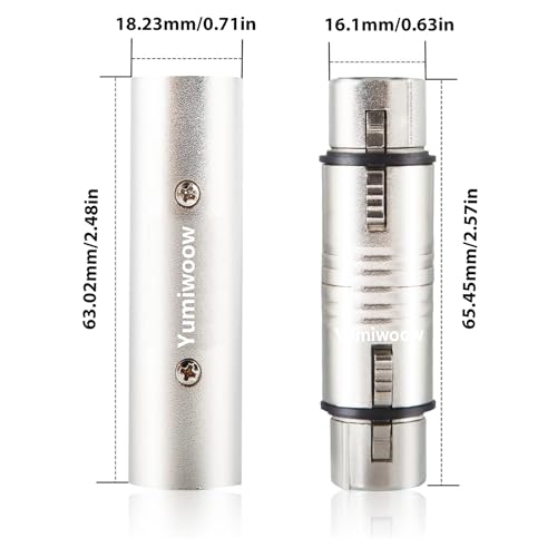 2-Pack XLR Adapter, 2 Male to Male & 2 Female to Female Couplers, Gender Changer Connector for Mixer, Microphone, Amplifier