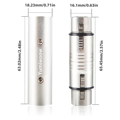 2-Pack XLR Adapter, 2 Male to Male & 2 Female to Female Couplers, Gender Changer Connector for Mixer, Microphone, Amplifier