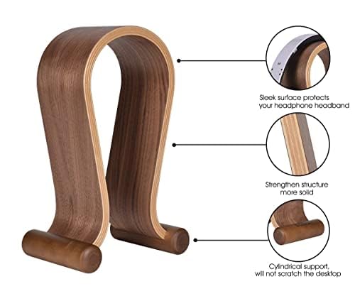 Wood Headphone Stand, Headphone Holder Wood Headset Stand Compatible for Sony, Bose, Shure, Jabra, JBL, AKG Gaming Headphones Display et. (Walnut) - color: Walnut