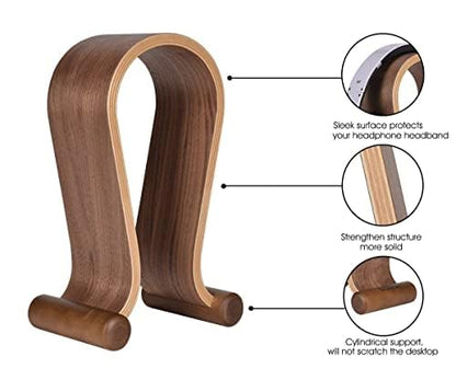 Wood Headphone Stand, Headphone Holder Wood Headset Stand Compatible for Sony, Bose, Shure, Jabra, JBL, AKG Gaming Headphones Display et. (Walnut) - color: Walnut