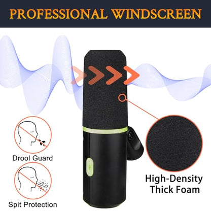 SOULWIT 2Pcs Pop Filter for Shure MV6 Microphone - Black | Windscreen for Shure MV6 Microphone