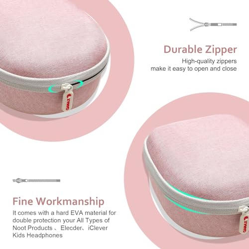 Kids Headphones Case for iClever/Noot/Acer Etc Kid Headphone,Pink,Case Only - color: outer pink + inner white