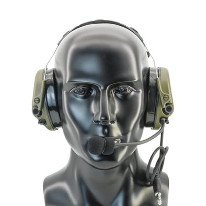 TAC300 Noise Cancelling Tactical Headset, Detachable Headband, 2Pin PTT for Airsoft Hearing Protection - color: Army Green