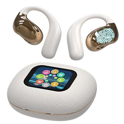 Open Ear Earbuds Ultra Comfort Wireless Bluetooth 5.4 Headphones Over The Ear Earbuds with Intelligent Touch Screen EarHooks IPX7 Waterproof Bone Conduction Earphones for Fitness Sports-OFF WHITE - color: OFF WHITE