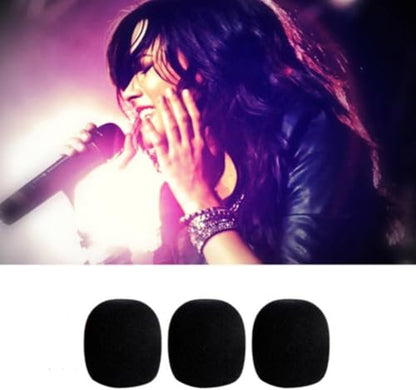 3-Pack Big Black Handheld Stage Karaoke Sponge Microphone Windscreen Wind Shield MIC Sponge Foam Cover Shield(87x80mm)