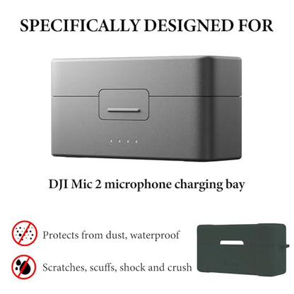 Geekria for Creators Microphone Case Cover Compatible with DJI Mic 2 Charging Case, Mic Silicone Protective Case Skin, Soft Microphone Travel Charging Case Sleeve (Green) - color: Green