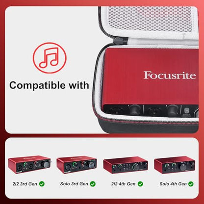 LTGEM Case for Focusrite Scarlett 2i2/Solo 4th Gen USB Audio Interface | Hard EVA Shell, Water-Resistant, Shock Protection, Scratch-Resistant Interior, Portable Travel Storage Case Only