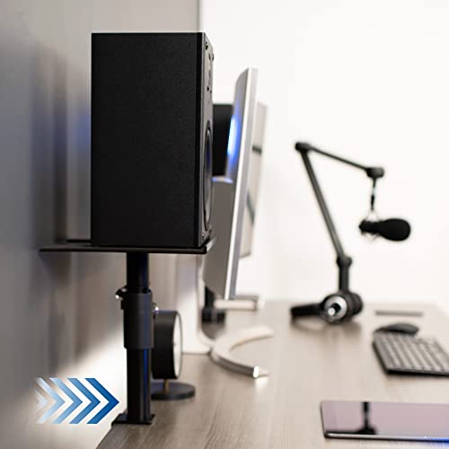 VIVO Clamp-on Speaker Stand Desk Mount Set, 10 x 9 inch Trays, Height Adjustment and Tilt, Universal Audio Holders for Computer and Bookshelf Speakers, Elevated Sound, 2 Pack, Black, MOUNT-SP01CB - color: Black