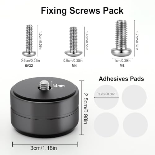 Aluminum Speaker Isolation Feet with Dual-Sided Silicone Pads, Black 4PCS | 30*17mm PC Case Feet with 6-32/M4/M6 Screws, Non-Slip Riser Feet for Turntable, Subwoofer, Amplifiers, Audio Equipment