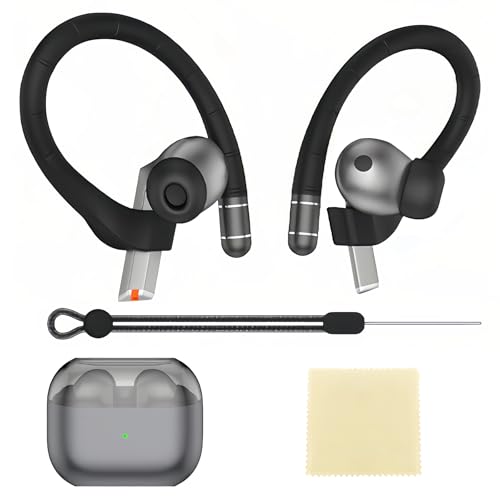 Soft Silicone Ear Hooks for Samsung Galaxy Buds 3 Pro(3/3 FE),Anti-Slip Fit | Includes Lanyard & Cleaning Cloth, Sports Anti-Slip Earbuds Accessories, Black - color: Black