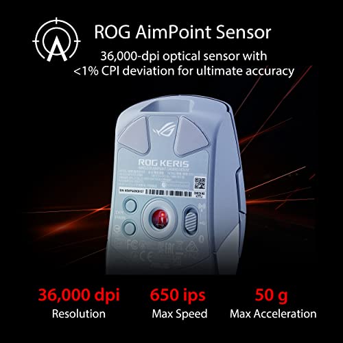 ASUS ROG Keris Wireless AimPoint Gaming Mouse, Tri-Mode connectivity, 36000 DPI Sensor & ROG Cetra True Wireless Gaming Headphones (Low-Latency Bluetooth Earbuds