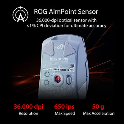 ASUS ROG Keris Wireless AimPoint Gaming Mouse, Tri-Mode connectivity, 36000 DPI Sensor & ROG Cetra True Wireless Gaming Headphones (Low-Latency Bluetooth Earbuds