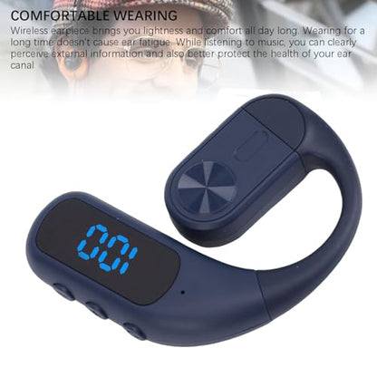 Zopsc Wireless Earpiece, Bluetooth Single Ear Hook Headset with Noise Canceling Mic, Digital Display, Hands Free Earphone for Driving Office Sport - color: Blue