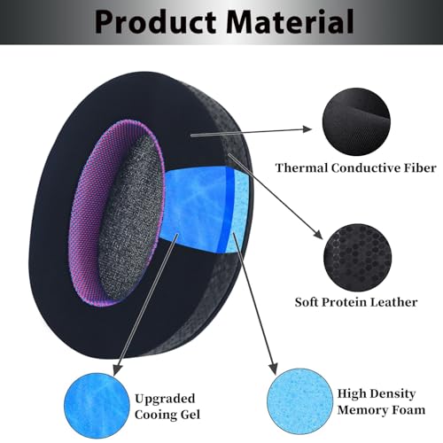 Adhiper Cooling Ear Pads for Sony WH-CH720N WH-CH710N, Black Purple Style | Upgraded Cooling Gel Headphone Earpads for Sony WH-XB900N WH-CH700N, Comfort Foam Added Thickness, Special Edition - color: Black+Purple-Upgraded Gel