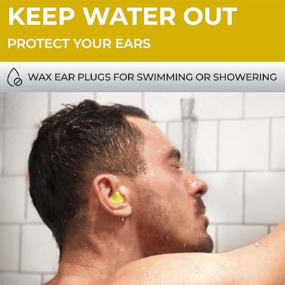 Peace&Quiet | PQ Wax Ear Plugs for Sleeping, Swimming - Soft Noise Cancelling Silicone Gel Wax Earplugs for Sleep and Swimmers, Ear Protection with Sound Blocking Level of 32 Db, Yellow - color: Yellow